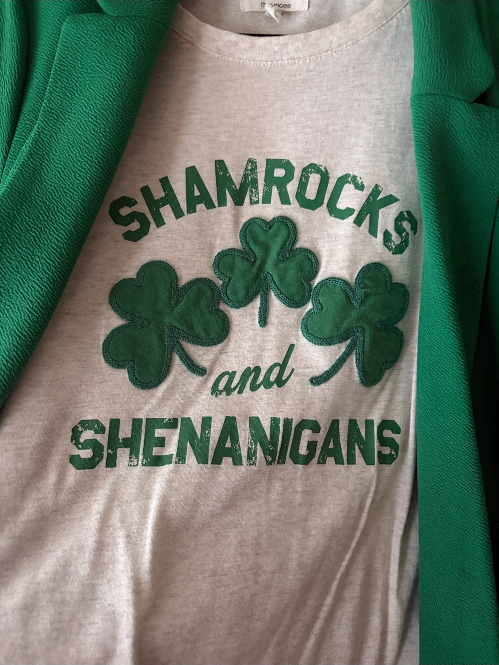St. Patrick’s Day Bundle!!! Maurices Green Blazer Layered & Cream Graphic Tee